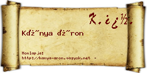 Kánya Áron névjegykártya